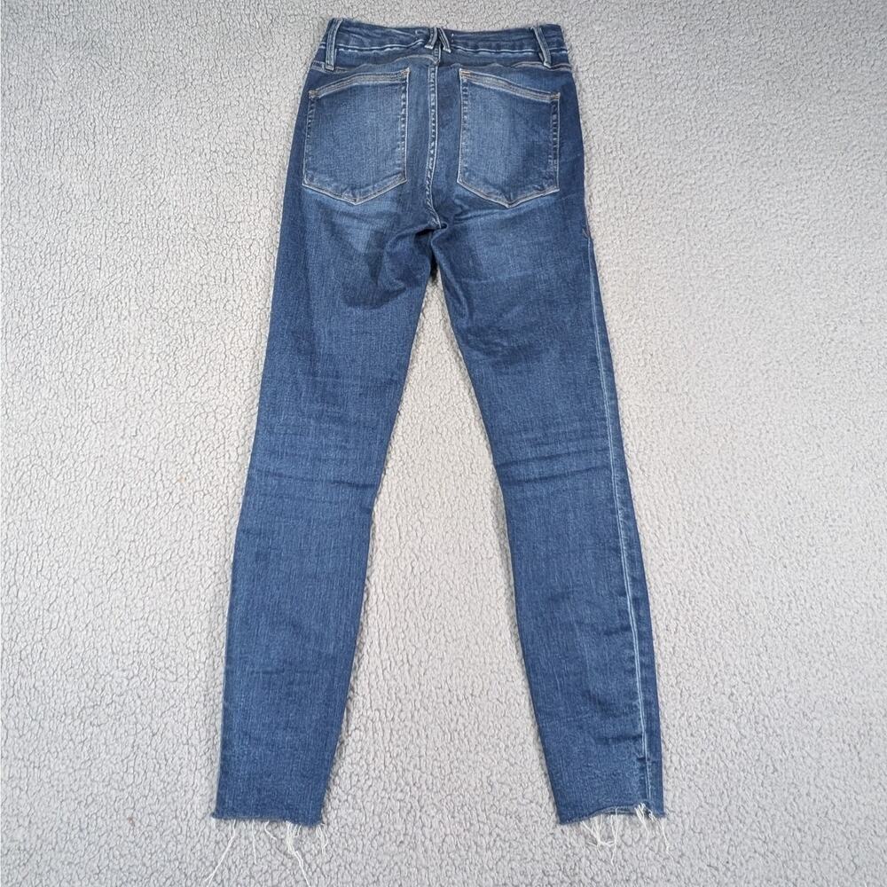 Good American Jeans Womens 4 27 Blue Good Waist Crop High Rise Frayed Hem Denim